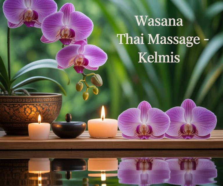 Bild mit Blumen und Kerzen