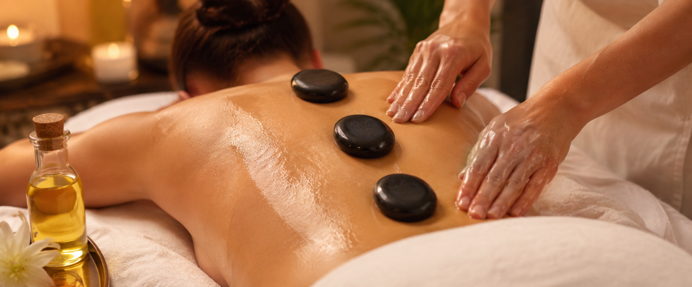 Wärme & Tiefenentspannung mit Hot Stones Hot-Stone Massage mit warmen Lavasteinen bei Wasana Thai Massage in Kelmis nahe Aachen