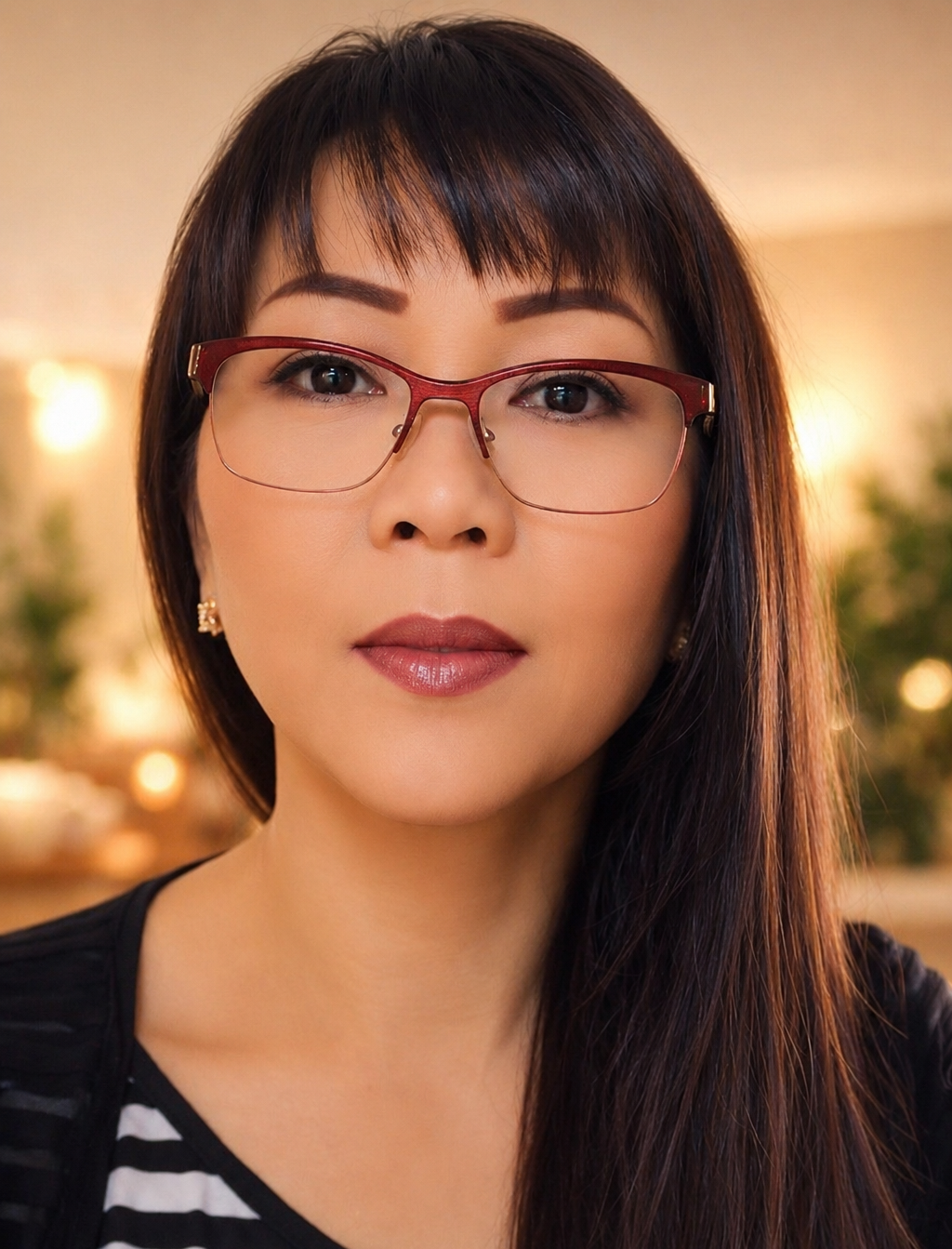 Profilbild-Wasana Wasana mit langen, schwarzen Haaren und Brille.